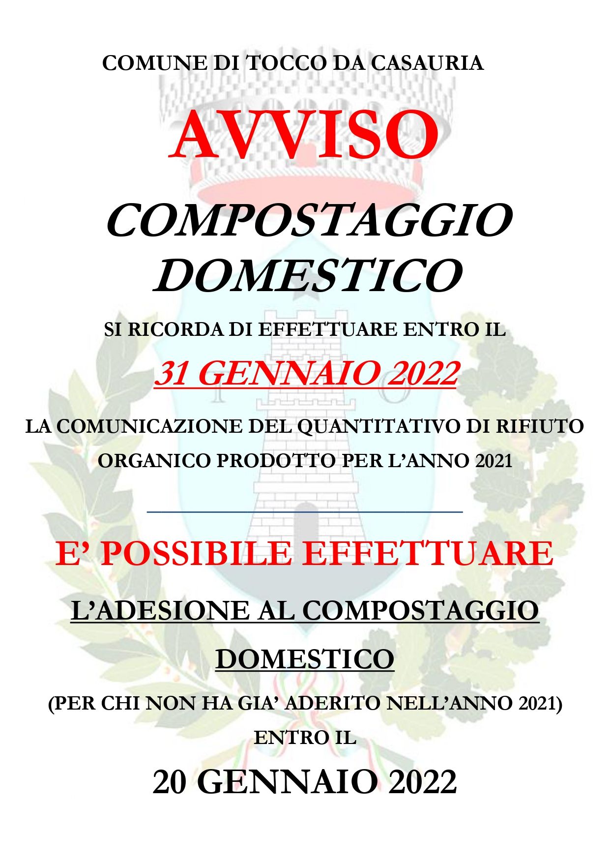 AVVISO COMPOSTAGGIO DOMESTICO